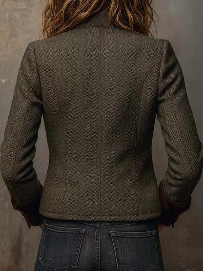 Blazer de Espiga con Ribete en Contraste de Sira Montero
