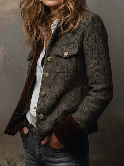 Blazer de Espiga con Ribete en Contraste de Sira Montero