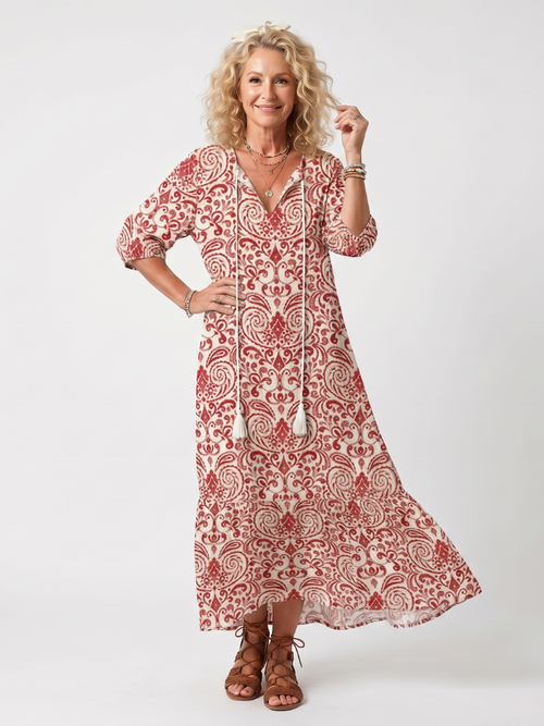 Saffira™ | Boho Harmony Midi Dress
