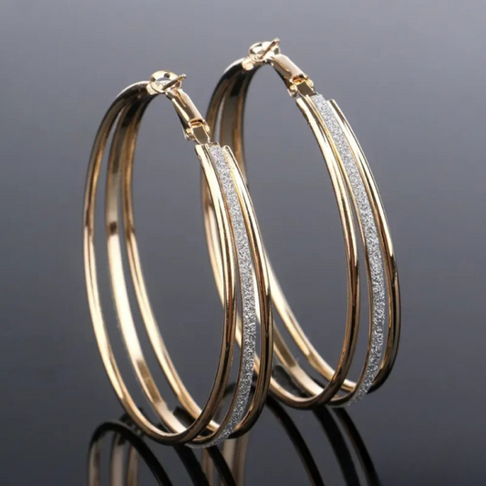 Pendientes de aro retro de oro