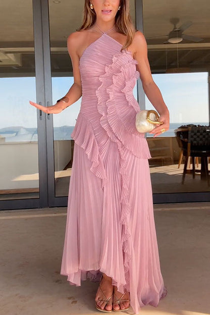 Camille™ | Elegant Ruffle Halter Dress