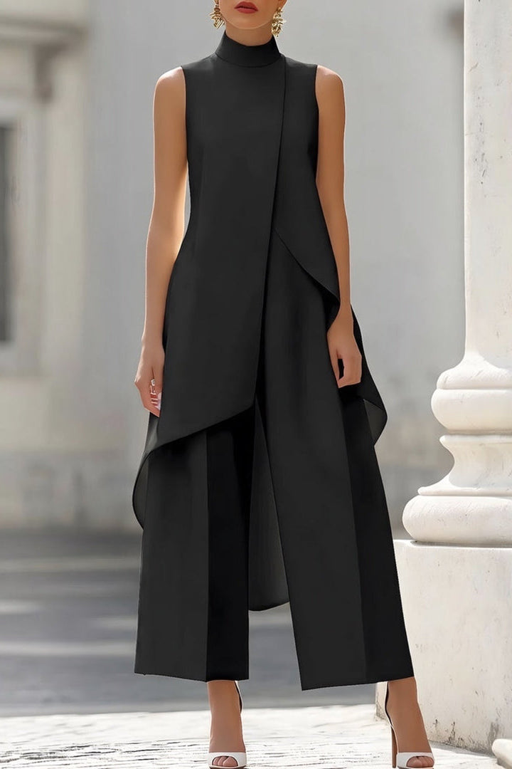 Conjunto elegante de top y pantalón - Negro