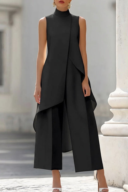 Conjunto elegante de top y pantalón - Negro