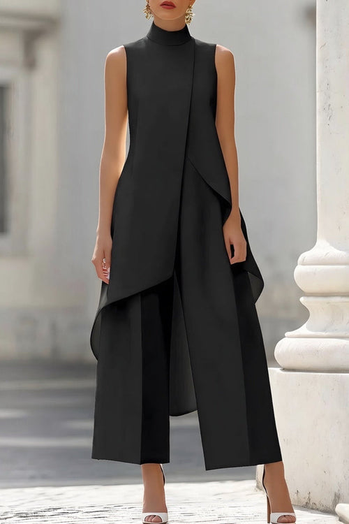Conjunto elegante de top y pantalón - Negro