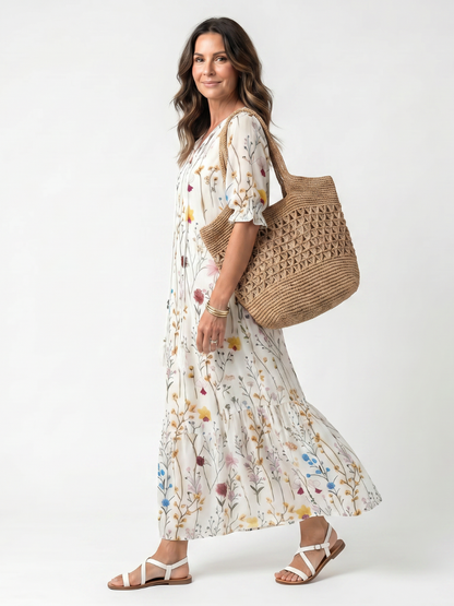 Sylvara™ | Blooming Fields Midi Dress
