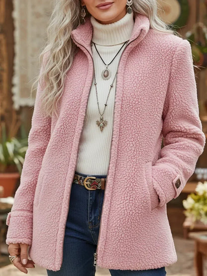 Chaqueta con Cremallera y Cuello Alto en Tacto Lana de Sira Montero