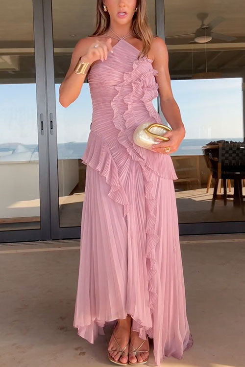 Camille™ | Elegant Ruffle Halter Dress
