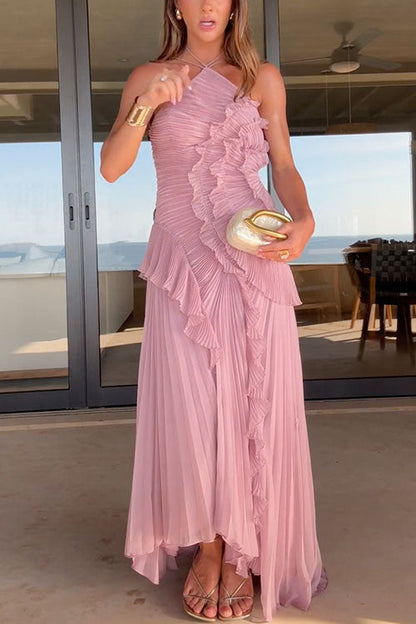 Camille™ | Elegant Ruffle Halter Dress