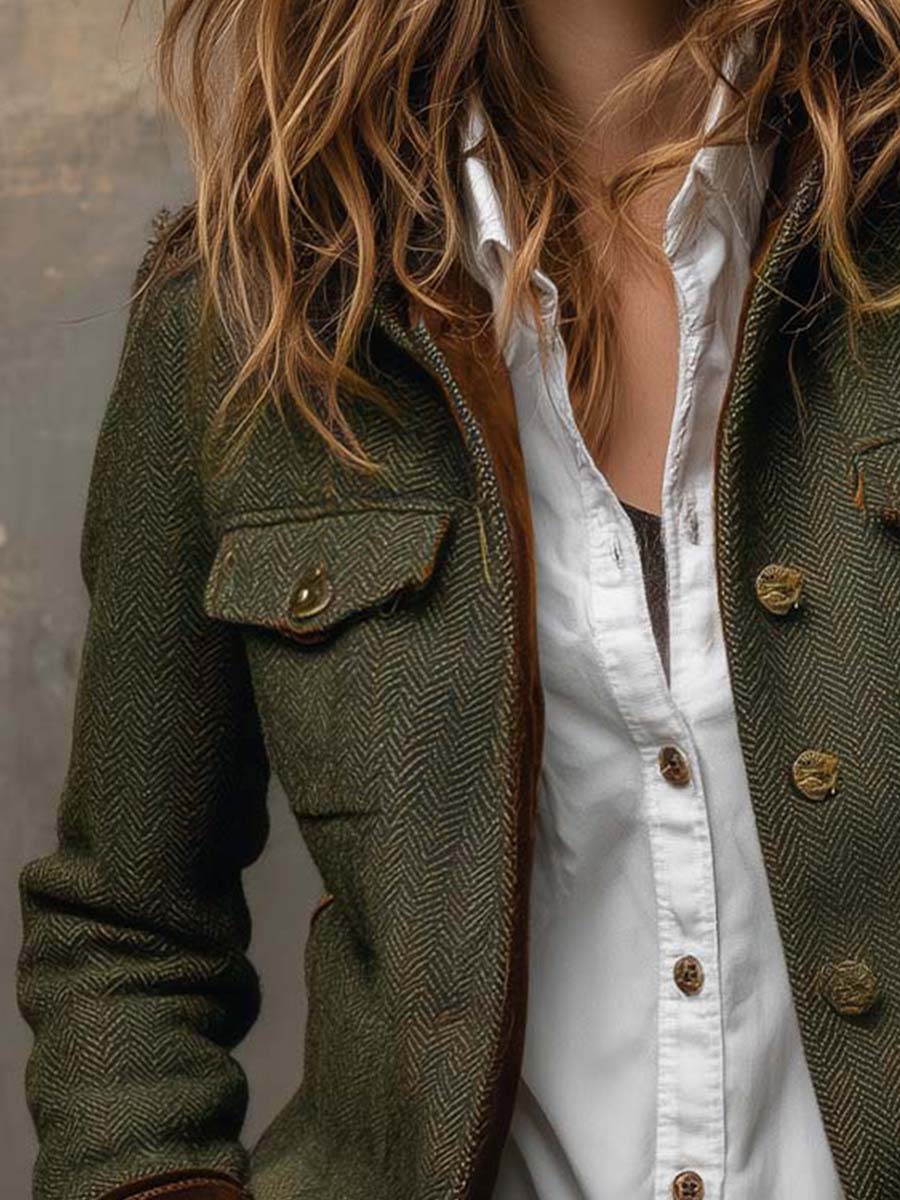Blazer de Espiga con Ribete en Contraste de Sira Montero