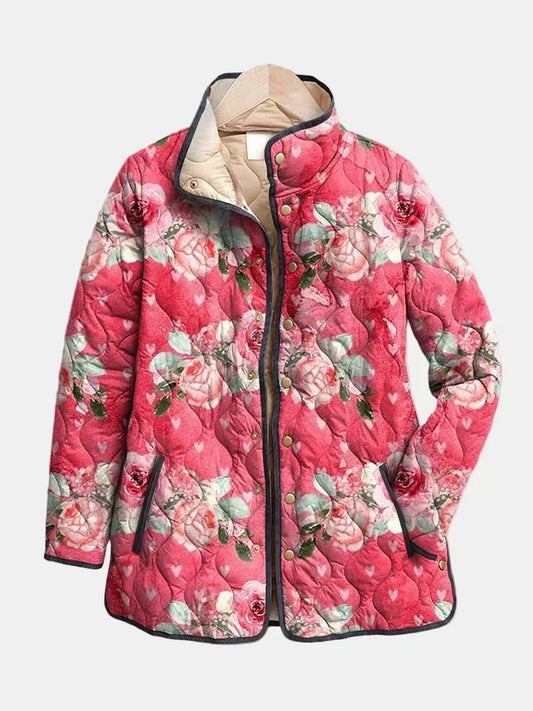 Chaqueta Acolchada Floral en Rosa de Sira Montero