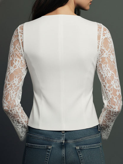 Top blazer con mangas semitransparentes en burdeos de Sira Montero