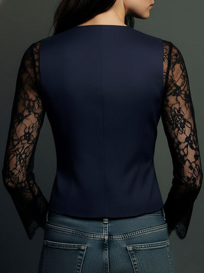 Top blazer con mangas semitransparentes en blanco de Sira Montero