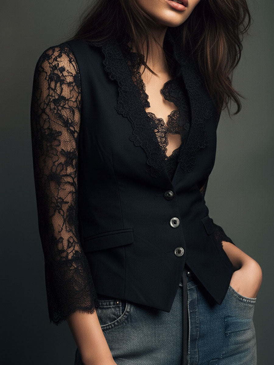Top blazer con mangas semitransparentes en burdeos de Sira Montero