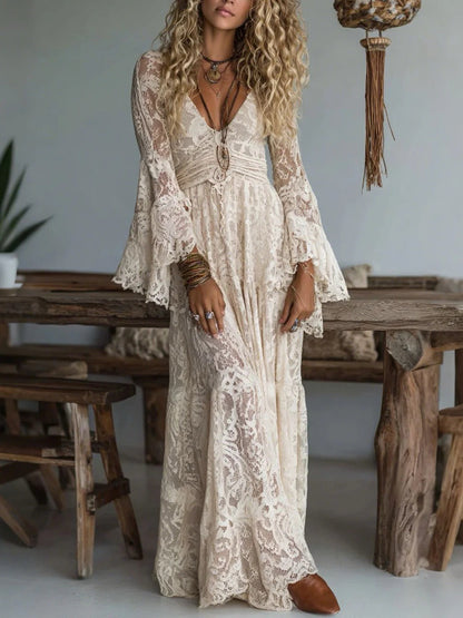 Celestine™ | Vintage Lace Bohemian Maxi Dress