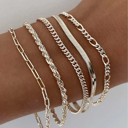Juego de 5 pulseras de oro