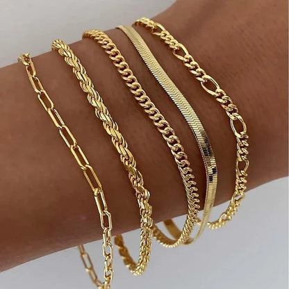 Juego de 5 pulseras de oro
