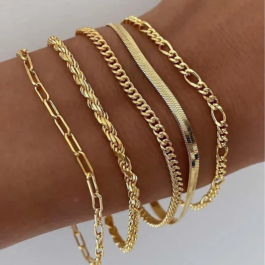 Juego de 5 pulseras de oro