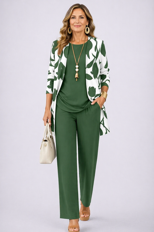 Conjunto de Tres Piezas · Verde y Blanco de Sira Montero