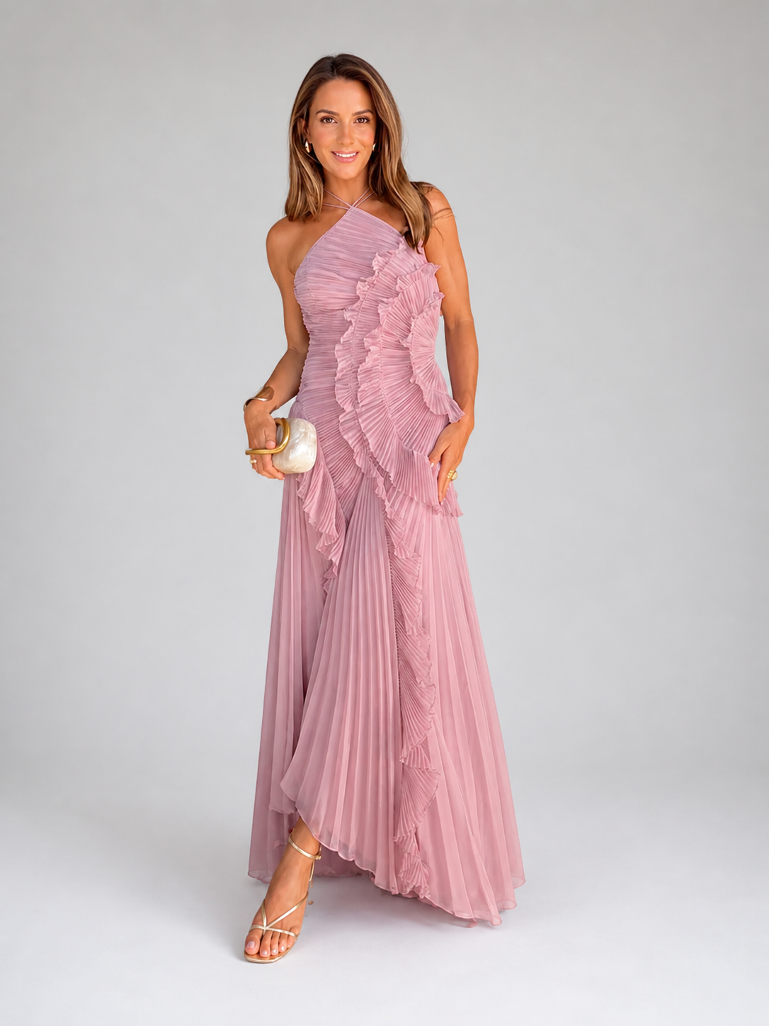Camille™ | Elegant Ruffle Halter Dress