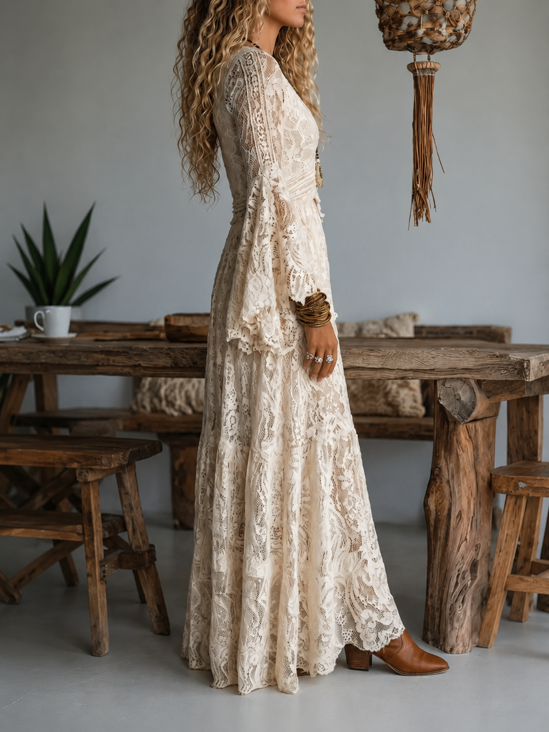 Celestine™ | Vintage Lace Bohemian Maxi Dress