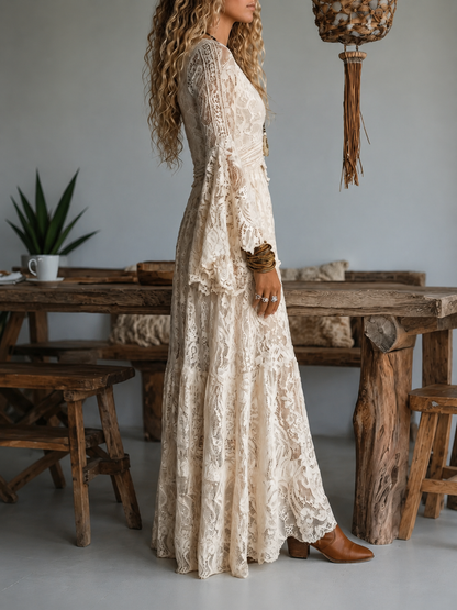Celestine™ | Vintage Lace Bohemian Maxi Dress