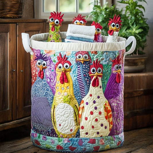 Cesto de Ropa Acolchado con Gallinas de Sira Montero