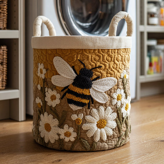 Cesto de Ropa Acolchado de Abejas y Margaritas de Sira Montero