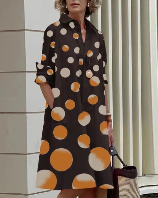Vestido midi abotonado · Lunares amarillos