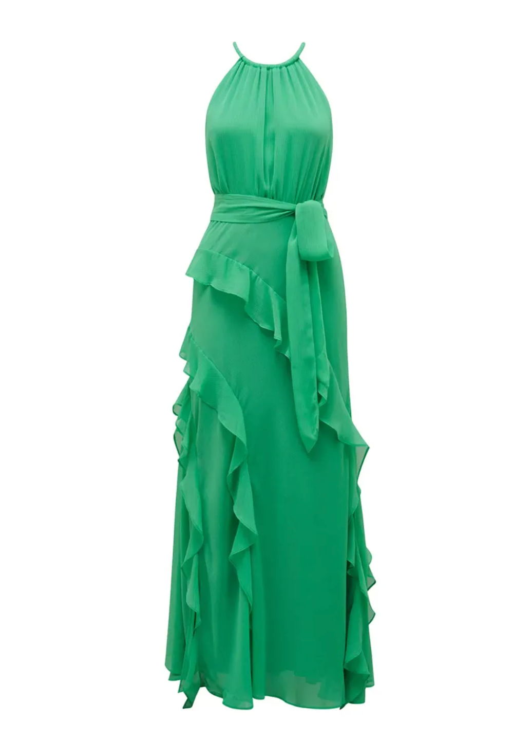 Audrey™ | Halter Neck Ruffle Maxi Dress
