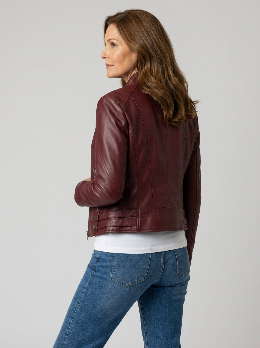 Chaqueta Biker de Polipiel con Cuello de Solapa de Sira Montero