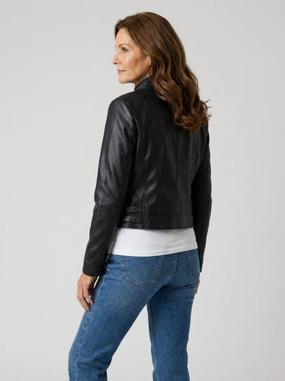 Chaqueta Biker de Polipiel con Cuello de Solapa de Sira Montero