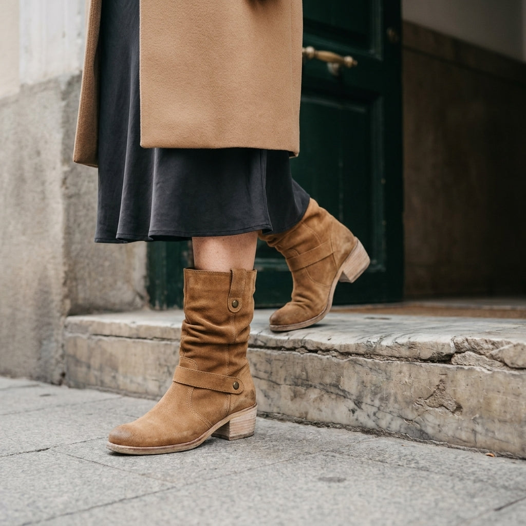 Botines Western de Efecto Ante