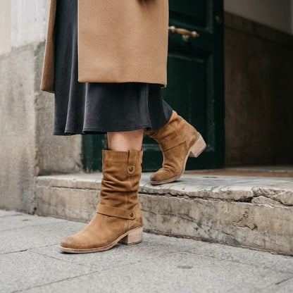 Botines Western de Efecto Ante