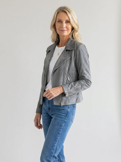 Chaqueta Corta Multicremallera con Cuello de Solapa de Sira Montero