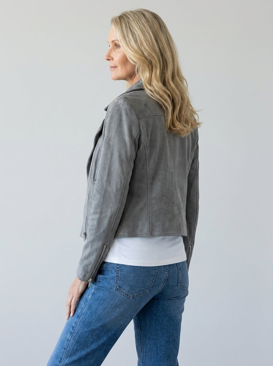 Chaqueta Corta Multicremallera con Cuello de Solapa de Sira Montero