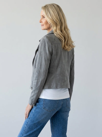 Chaqueta Corta Multicremallera con Cuello de Solapa de Sira Montero