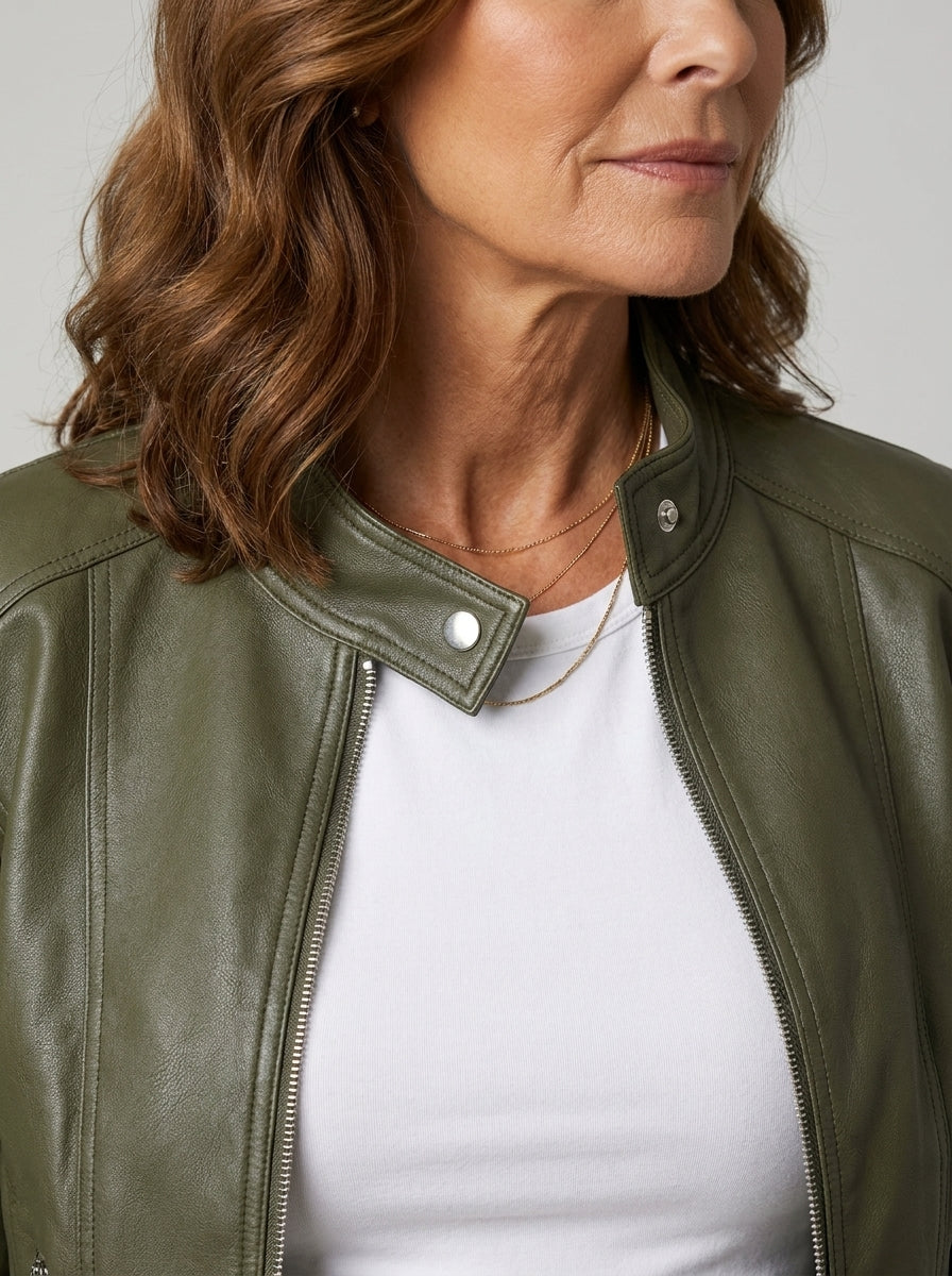 Chaqueta Biker de Polipiel con Cuello de Solapa de Sira Montero