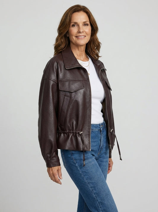 Chaqueta de Ante Sintético con Cordón Ajustable de Sira Montero