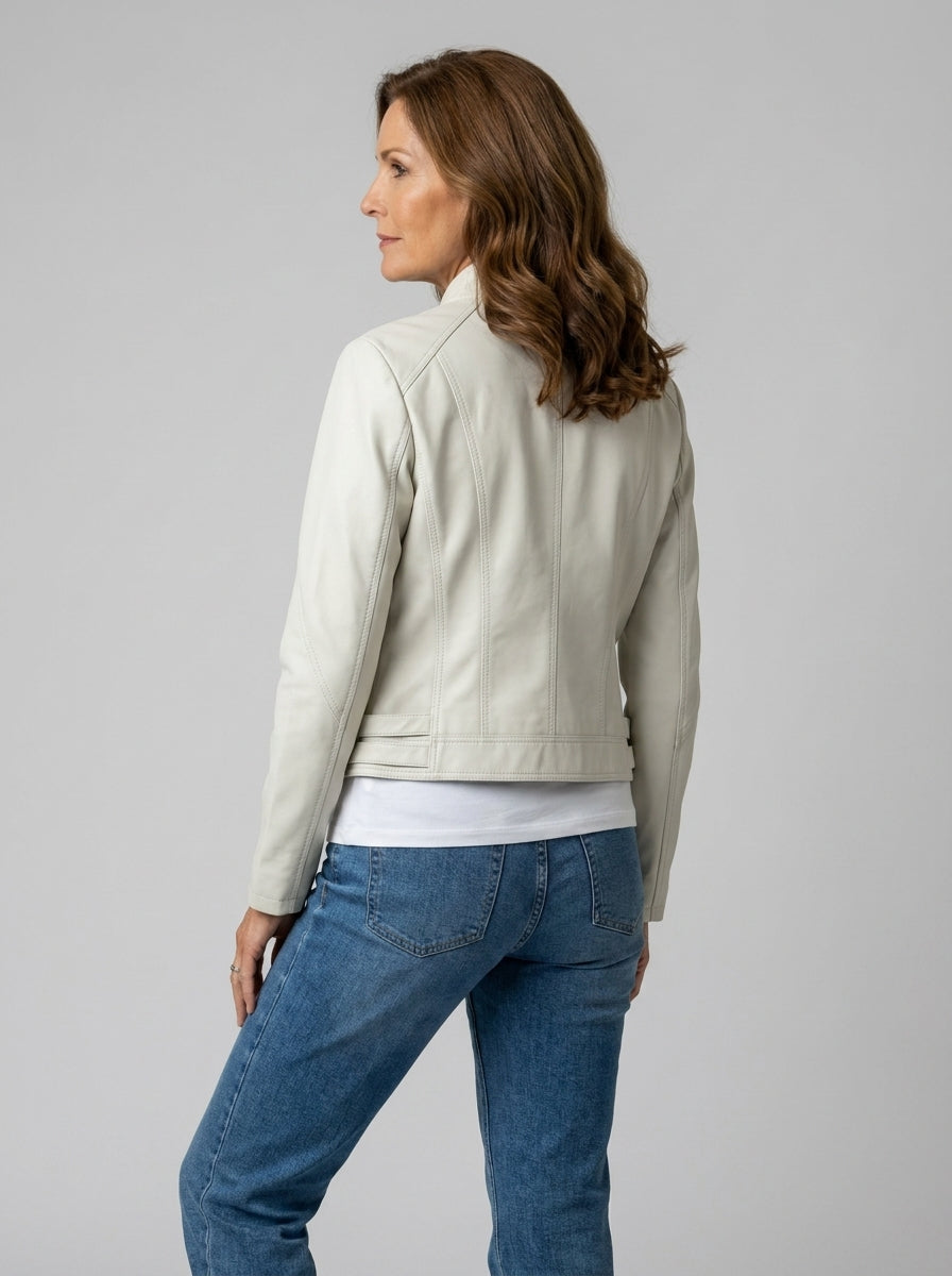 Chaqueta Biker de Polipiel con Cuello de Solapa de Sira Montero