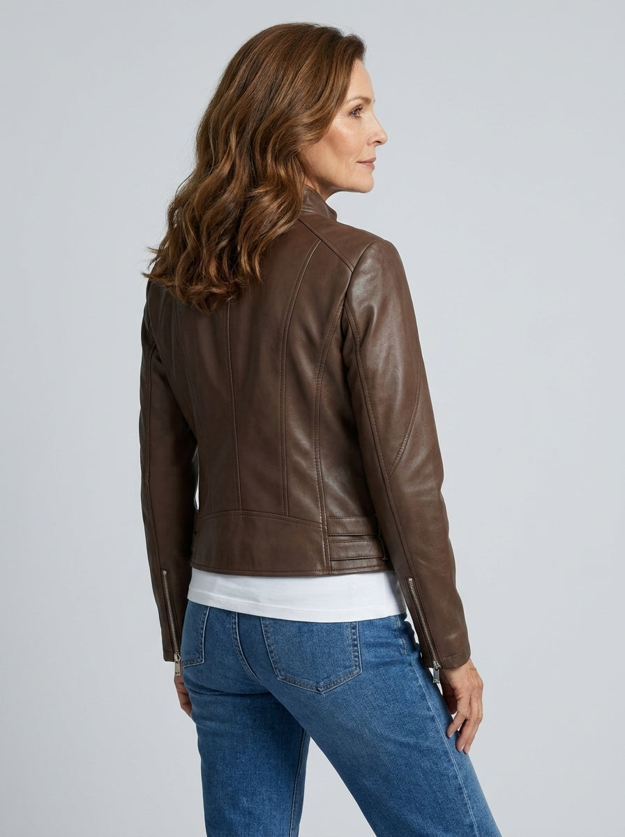 Chaqueta Biker de Polipiel con Cuello de Solapa de Sira Montero