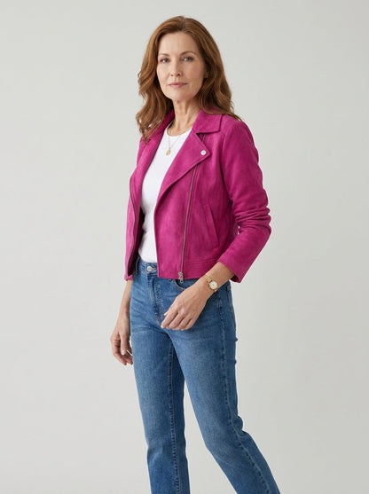 Chaqueta Corta de Ante Sintético con Solapa de Sira Montero