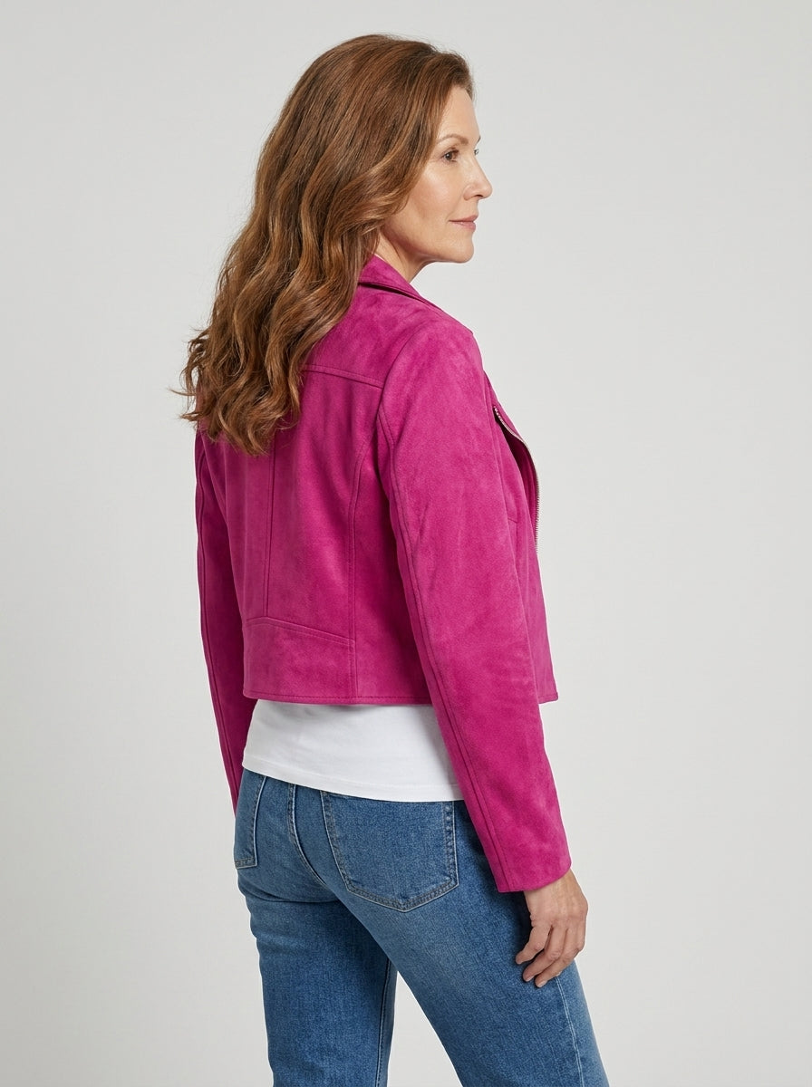 Chaqueta Corta de Ante Sintético con Solapa de Sira Montero