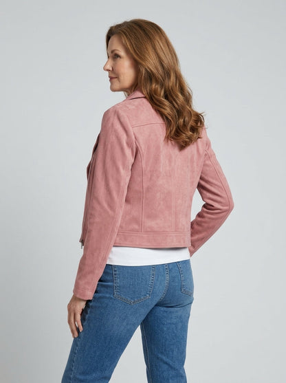 Chaqueta Corta de Ante Sintético con Solapa de Sira Montero