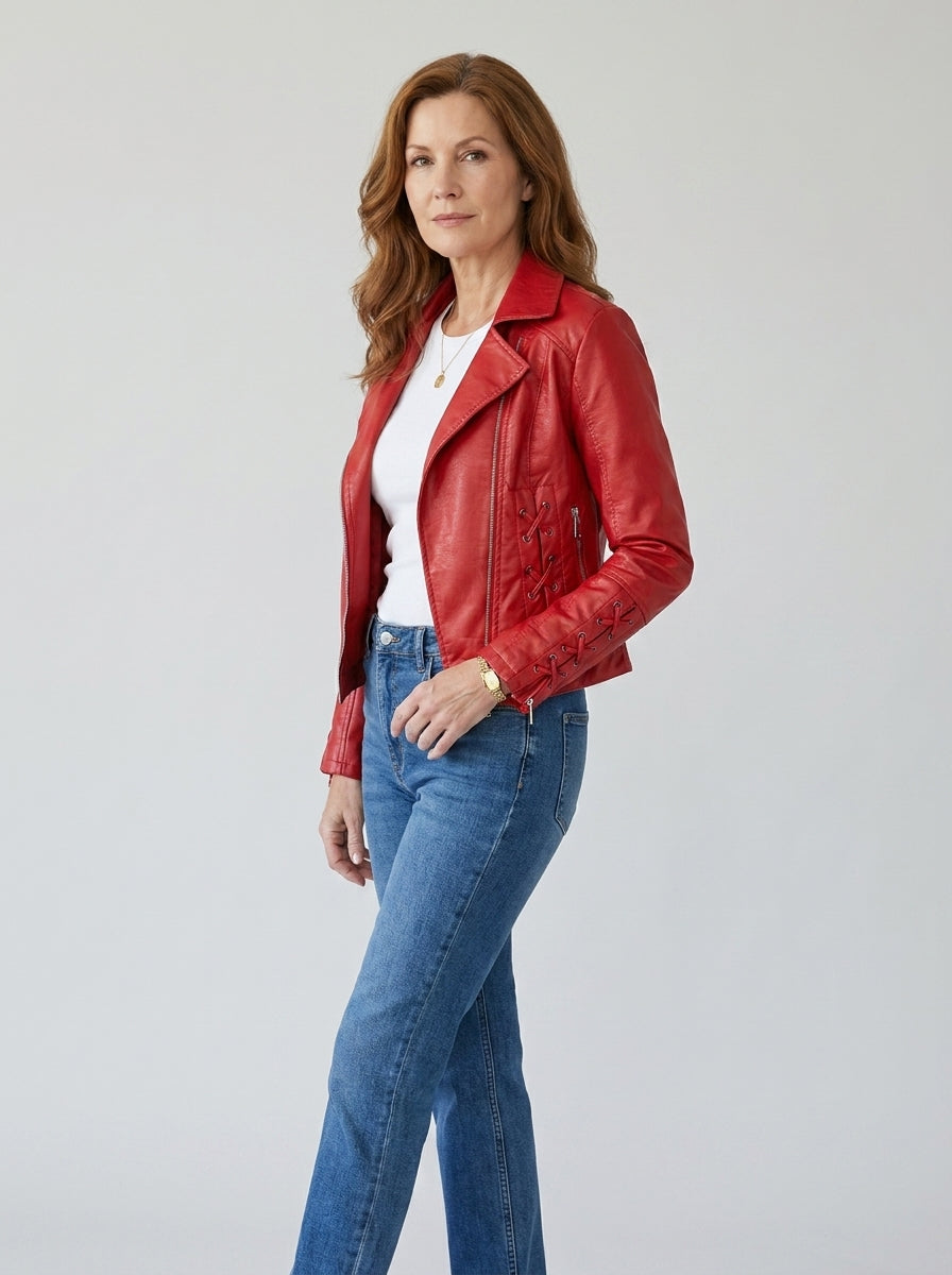 Chaqueta de Polipiel con Cremalleras Decorativas de Sira Montero
