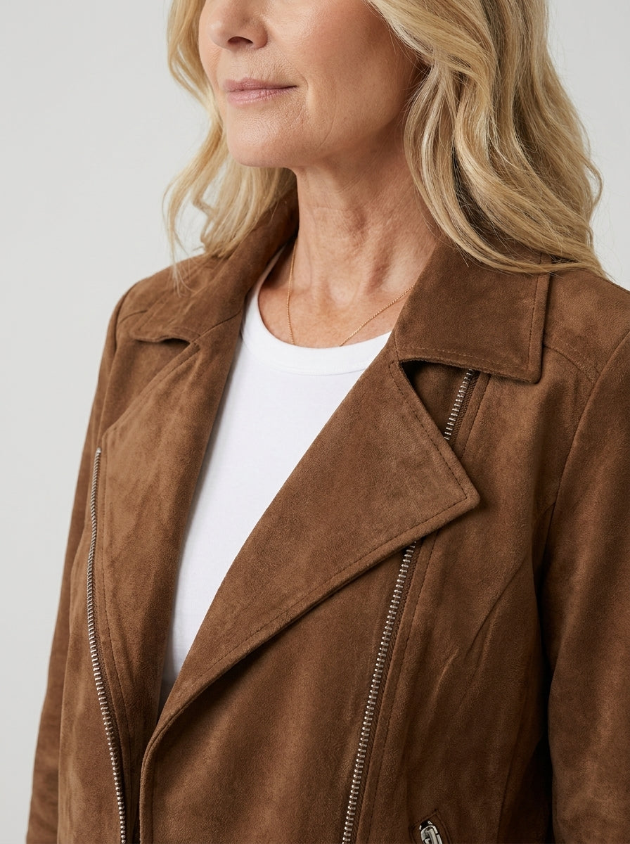 Chaqueta Corta Multicremallera con Cuello de Solapa de Sira Montero