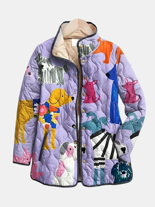 Chaqueta Acolchada con Estampado de Perros de Sira Montero