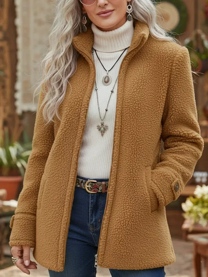 Chaqueta con Cremallera y Cuello Alto en Tacto Lana de Sira Montero