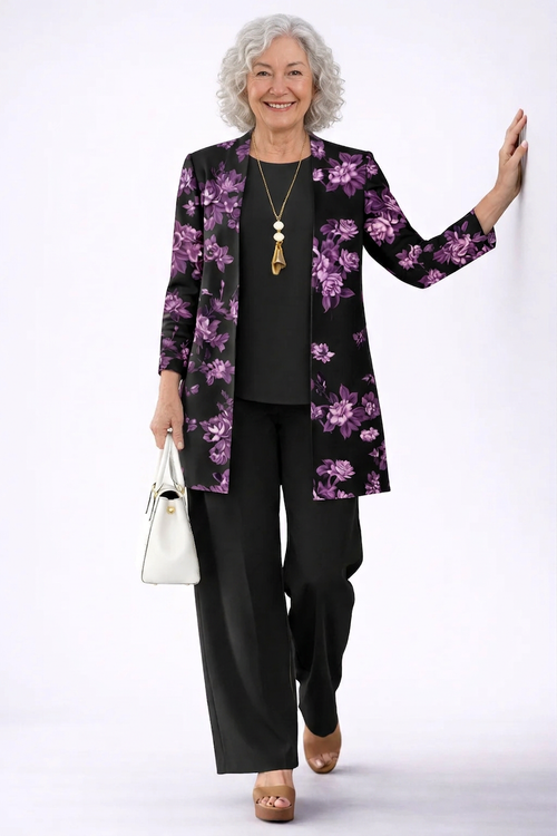 Conjunto de Tres Piezas · Morado y Negro de Sira Montero
