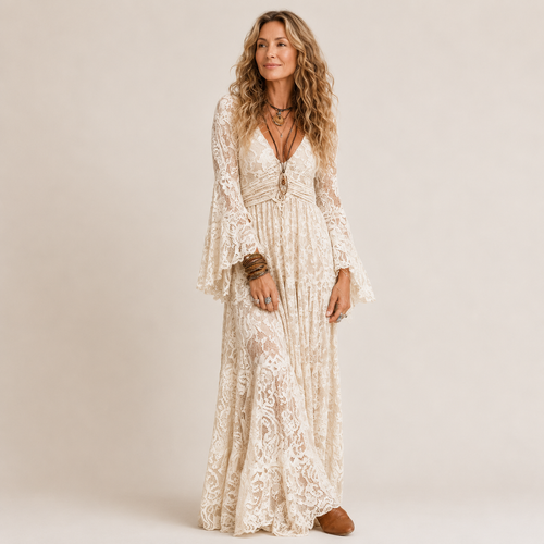 Celestine™ | Vintage Lace Bohemian Maxi Dress