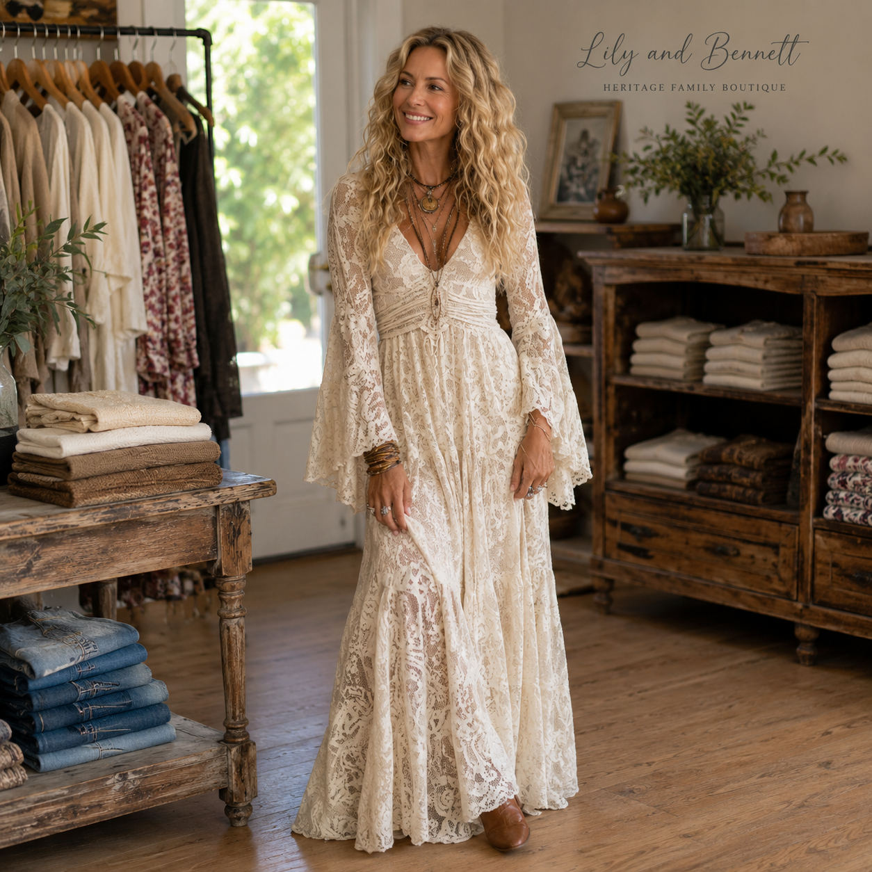 Celestine™ | Vintage Lace Bohemian Maxi Dress